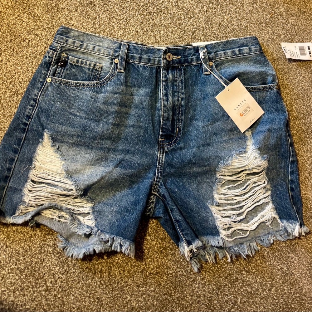 KanCan Blue Distressed Jean Shorts